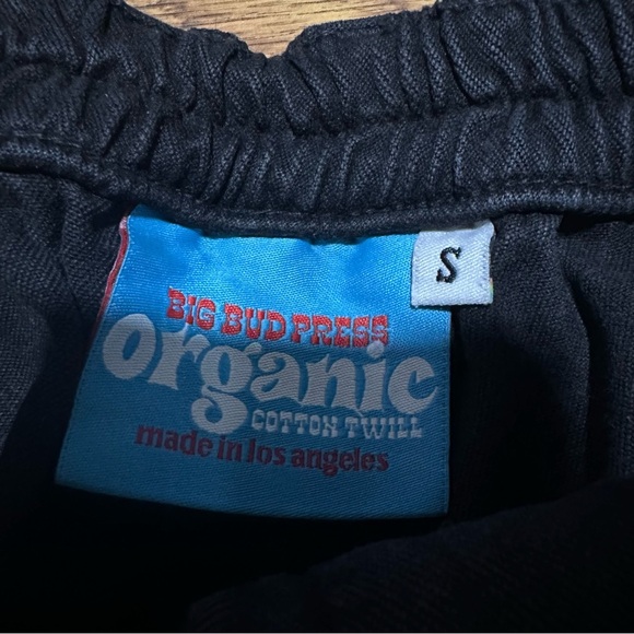 Big Bud Press black Organic cotton twill straight Pants size small unisex - Picture 3 of 6